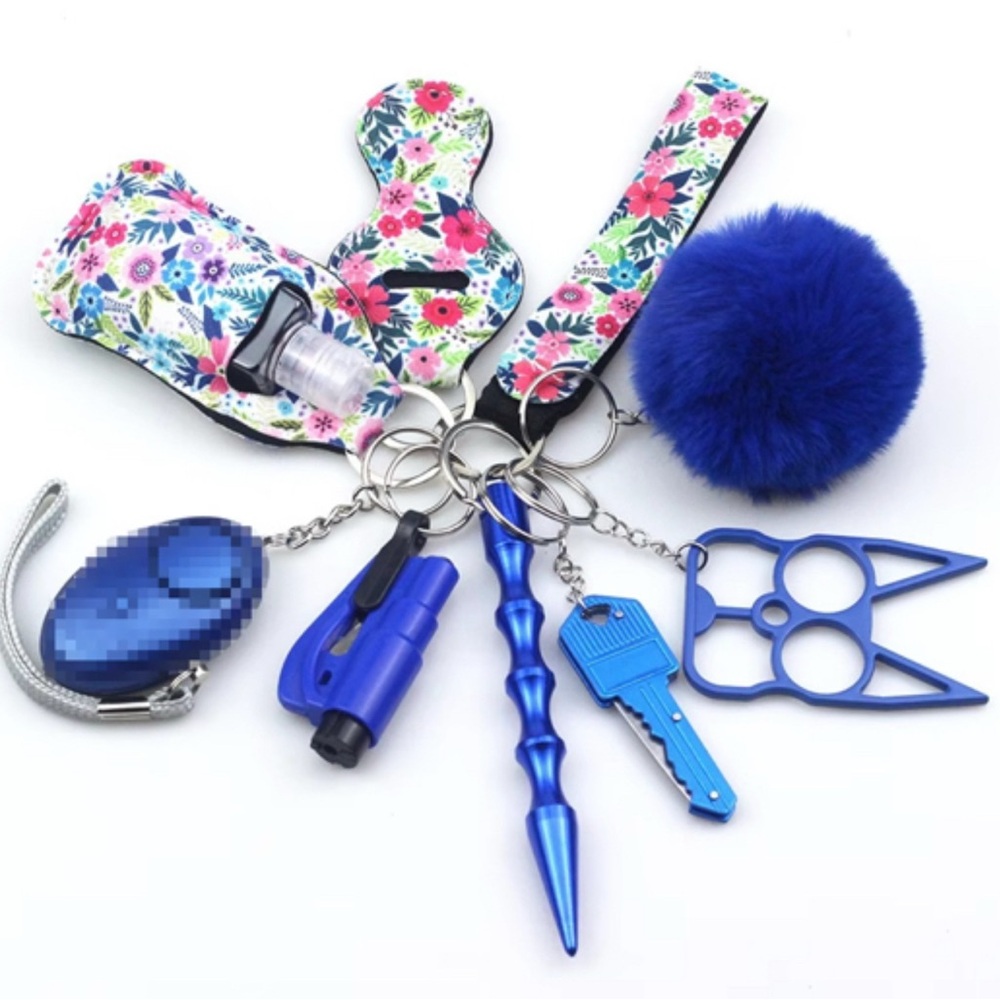 Floral and Blue Self-Defense Keychain Set